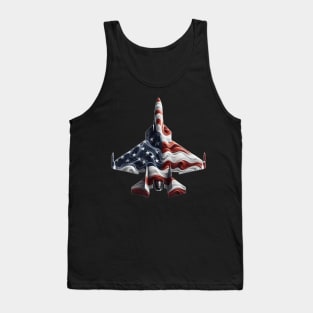 Fighter Jet Airplane American Flag Heart 4Th Of July Tank Top